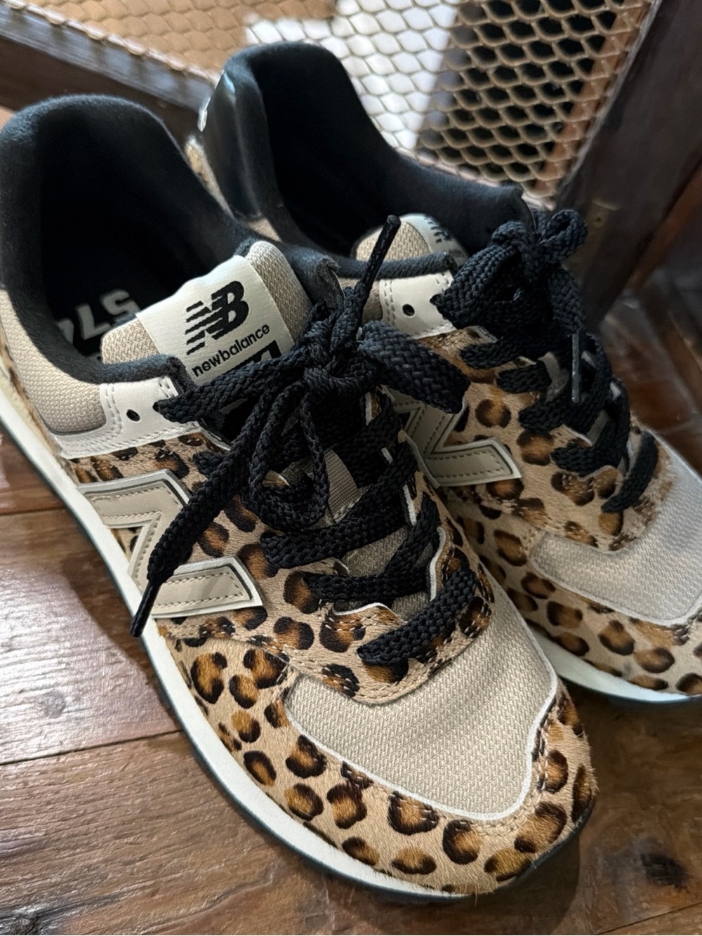 New Balance 574 W574PN Women 7.5 Leopard Hair-On Cowhide Sneakers